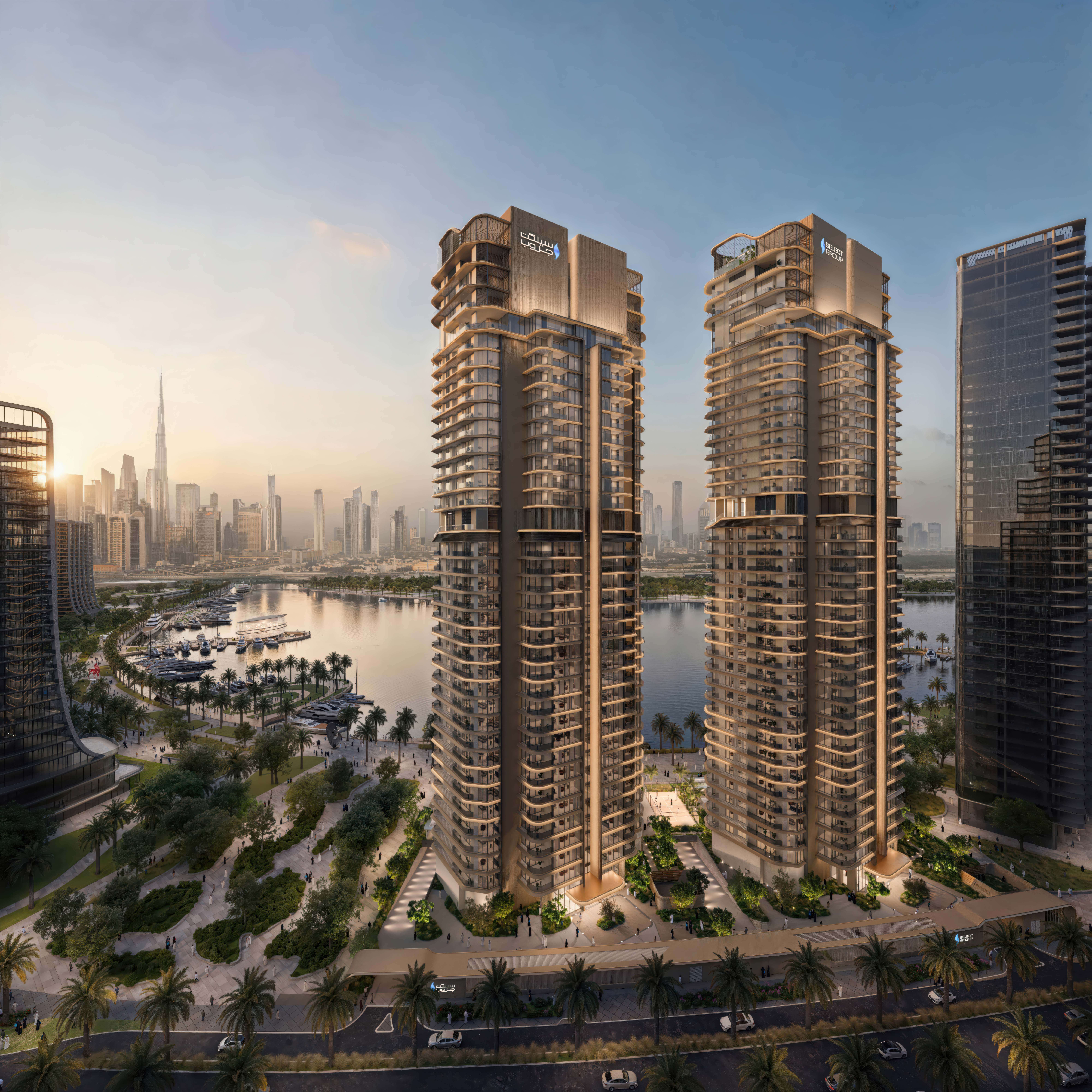 Artistry One towers on Dubai Canal